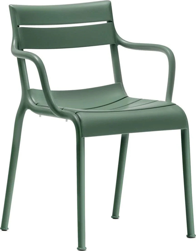 Groene design stoel Pedrali Souvenir met armleuningen, moderne kantoormeubels online