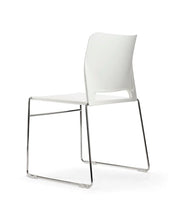 Witte design stapelbare kantinestoel met chromen frame, kantoormeubels online