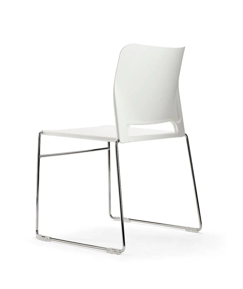 Witte design stapelbare kantinestoel met chromen frame, kantoormeubels online
