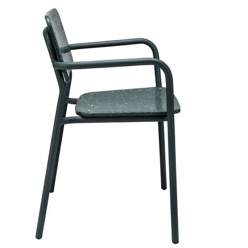 Design kantinestoel van gerecycled kunststof met armleuningen, modern kantoormeubilair