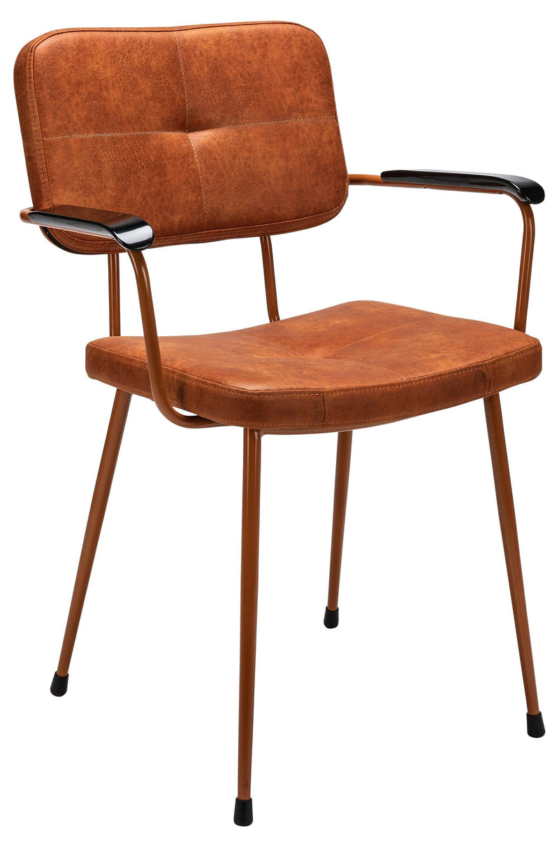 Bruine design vergaderstoel Gerlin met metalen frame en armleuningen, kantoormeubels.online