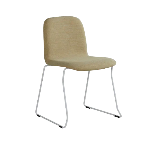 Quin design stoel met beige zitting en slanke metalen poten, kantoormeubilair