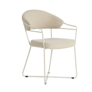 Design bureaustoel Vigo met beige bekleding en metalen frame, ideaal voor kantoorinrichting.