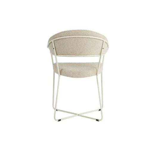 Vigo vergaderstoel met beige bekleding en wit metalen frame, geschikt voor kantoorinrichting