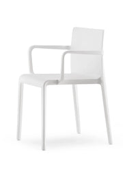 Witte design kunststof stoel met armleuningen, modern kantoormeubilair, KANTOORMEUBELS.ONLINE
