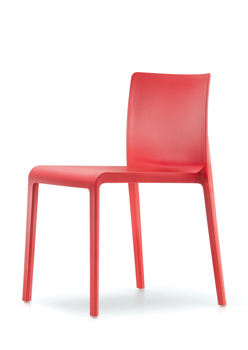 Moderne rode design kunststof stoel zonder armleuningen voor kantoor of werkplek