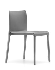 Grijze design kunststof stoel zonder armleuningen voor kantoor of vergaderruimte