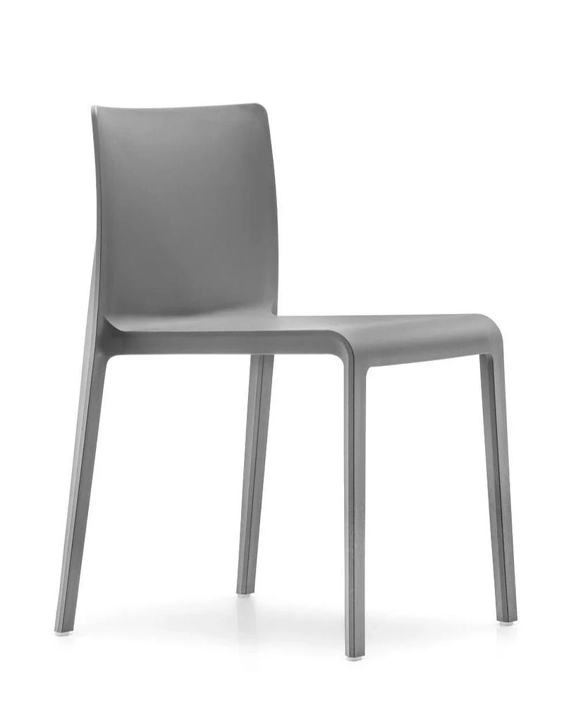 Grijze design kunststof stoel zonder armleuningen voor kantoor of vergaderruimte