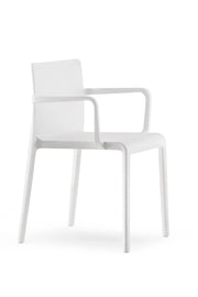 Moderne witte design kunststof stoel met armleuningen voor kantoor of thuiswerkplek