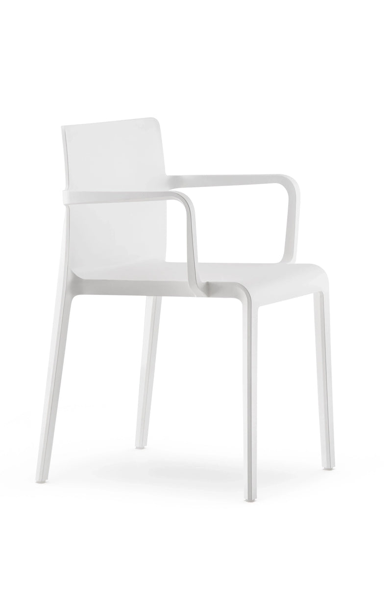 Moderne witte design kunststof stoel met armleuningen voor kantoor of thuiswerkplek