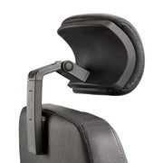 Zwarte verstelbare hoofdsteun op ergonomische bureaustoel, design kantoormeubilair