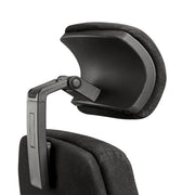 Zwarte bureaustoel met verstelbare hoofdsteun, ergonomisch design kantoormeubilair