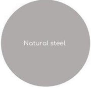 Kleurstaal natural steel voor kantoormeubels, cirkelvormig staal in grijze tint.