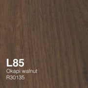 L85 Okapi walnut tafelblad, houtlook, gebruikt voor design kantoormeubels en vergadertafels