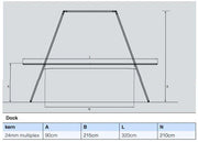 Technische tekening van Dock vergadertafel, 320x90cm, 24mm multiplex, kantoormeubilair.