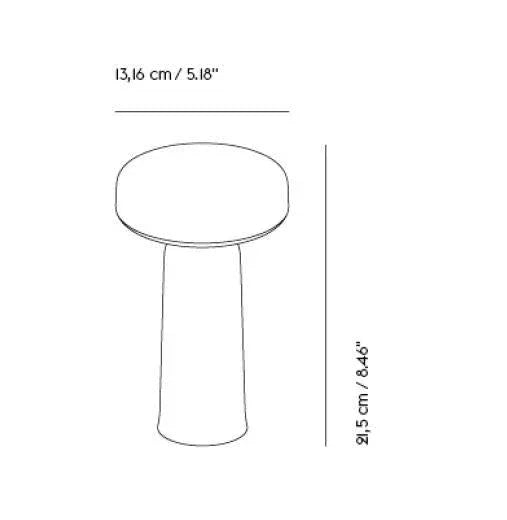 Technische tekening van de Muuto Ease tafellamp, afmetingen voor modern kantoorinterieur