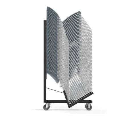 Transportwagen voor kantoorstoelen met metalen frame en wielen, handig voor kantoormeubilair