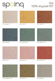 Spoinq Soil stalenkaart met 12 kleuren 100% gerecycled PET meubelstoffen, kantoormeubilair sample