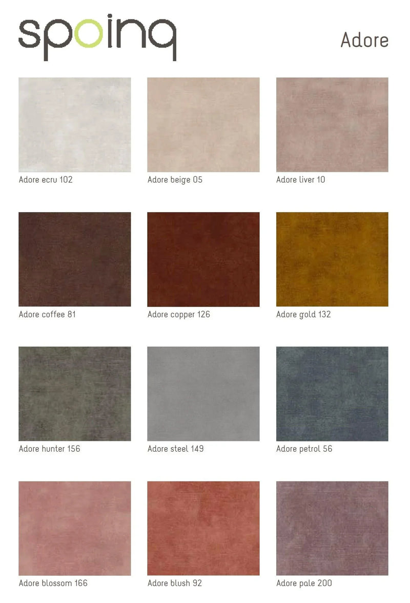 Spoinq Adore stoffen kleurenstaal met twaalf kleurstalen voor design kantoormeubilair.