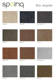 Stalenkaart Spoinq Bull recycled stoffering, twaalf kleuren voor design kantoormeubilair.