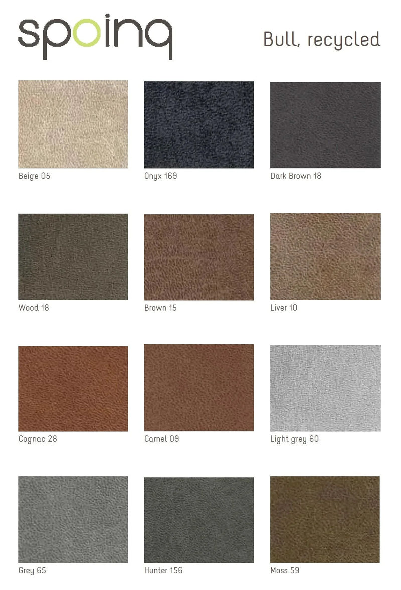 Stalenkaart Spoinq Bull recycled stoffering, twaalf kleuren voor design kantoormeubilair.