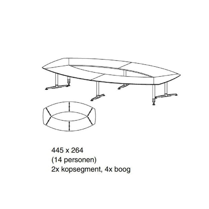 Vergadertafel Lande Casus van 6 tot 20 personen - KANTOORMEUBELS.ONLINE