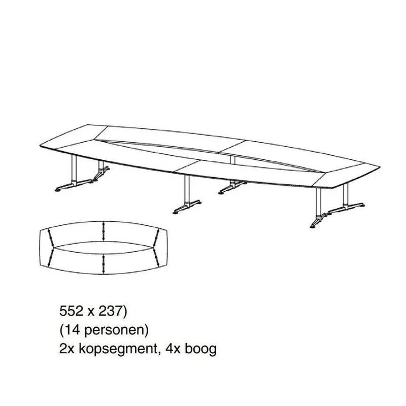 Vergadertafel Lande Casus voor 14 personen, modulair design, kantoormeubilair.
