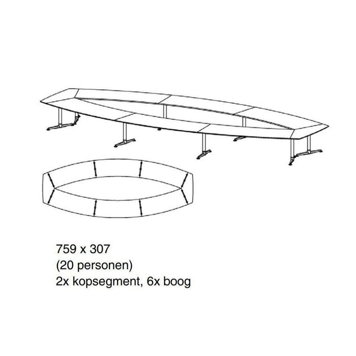 Vergadertafel Lande Casus van 6 tot 20 personen - KANTOORMEUBELS.ONLINE