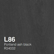 L86 Portland ash black R34032 donker zwart houtkleur staaltje, geschikt voor design kantoormeubels