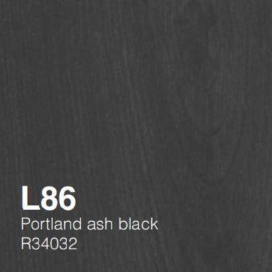 L86 Portland ash black R34032 donker zwart houtkleur staaltje, geschikt voor design kantoormeubels