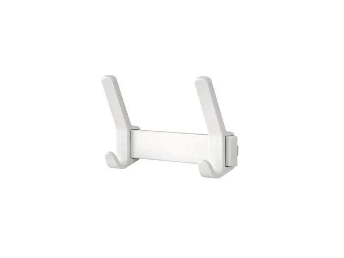 Witte wandkapstok met dubbele haken, modern design voor kantoor of thuiswerkplek