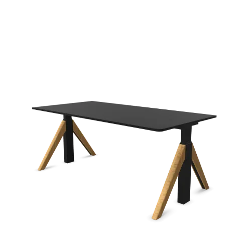 Modern zwart kantoorbureau met houten poten, design werkplekmeubilair, kantoormeubels.online