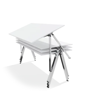 Stapeltafel met wit blad en metalen poten, design kantoormeubilair voor kantoor of vergaderruimte